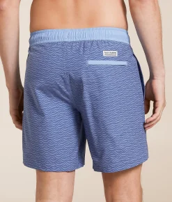Fair Harbor The Bayberry Waves Stretch Swim Trunks Blue