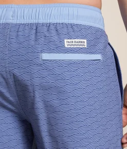 Fair Harbor The Bayberry Waves Stretch Swim Trunks Blue