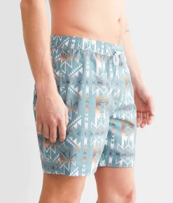 Bottoms|Swimwear | Hooey The Bigwake Stretch Swim Trunks Teal Aztec