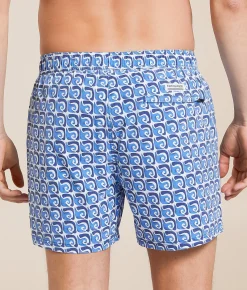Bottoms|Swimwear | Fair Harbor The Bungalow Rolling Waves Stretch Swim Trunks Blue