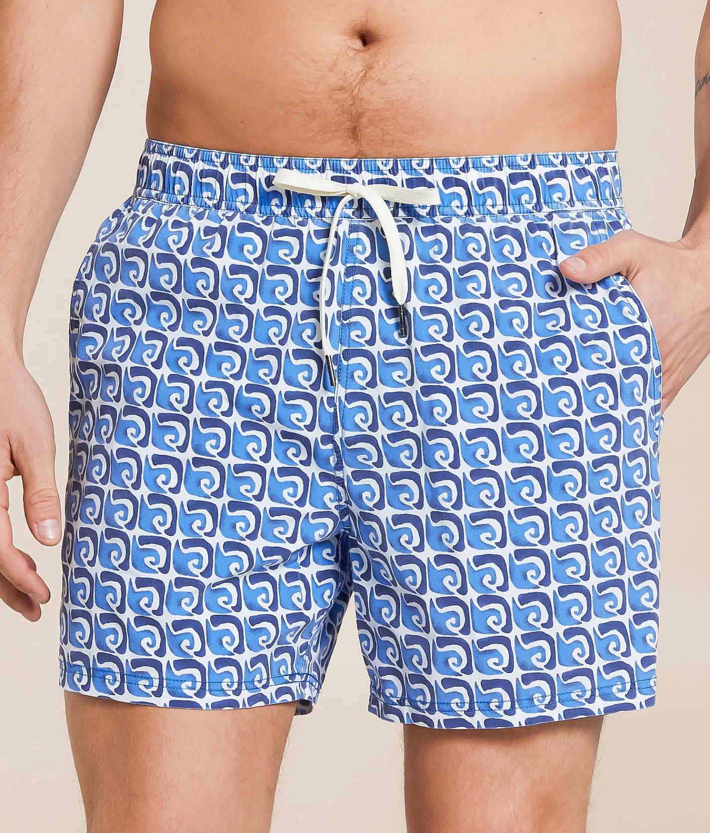 Bottoms|Swimwear | Fair Harbor The Bungalow Rolling Waves Stretch Swim Trunks Blue