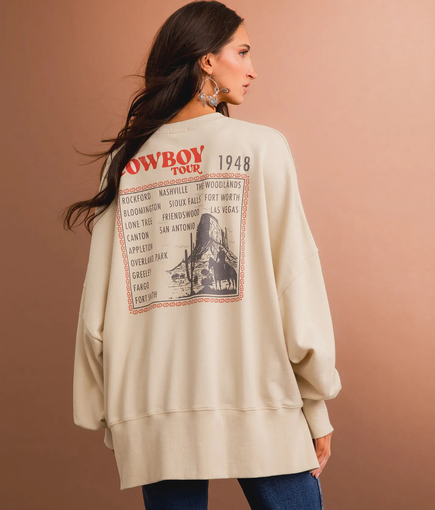 Tops | Sterling & Stitch The Cowboy Tour Oversized Pullover Birch