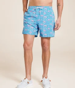 Bottoms | Chubbies The Domingos Are For Flamingos Stretch Swim Trunks Bright Blue Solid
