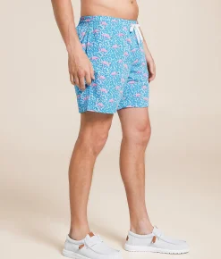 Chubbies The Domingos Are For Flamingos Stretch Swim Trunks Bright Blue Solid Online
