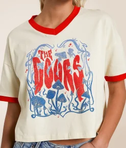 Tops | Merch Traffic The Doors Cropped Band T-Shirt White Red
