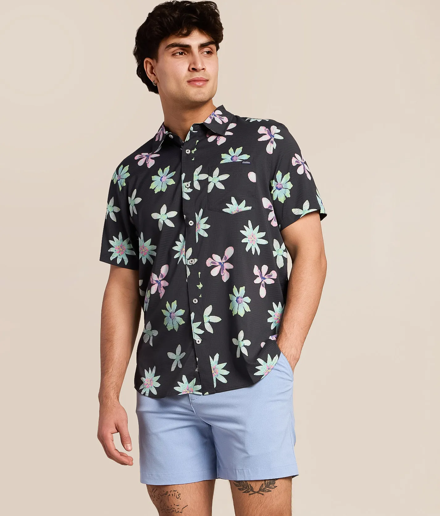 Tops | Chubbies The Floral Fusion Performance Stretch Shirt Black
