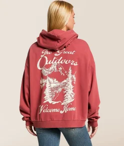 Tops | Modish Rebel The Great Outdoors Hooded Sweatshirt Washed Red