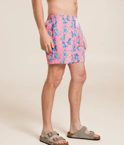 Chubbies The Hear Me Roars Stretch Swim Trunks Bright Pink Hot