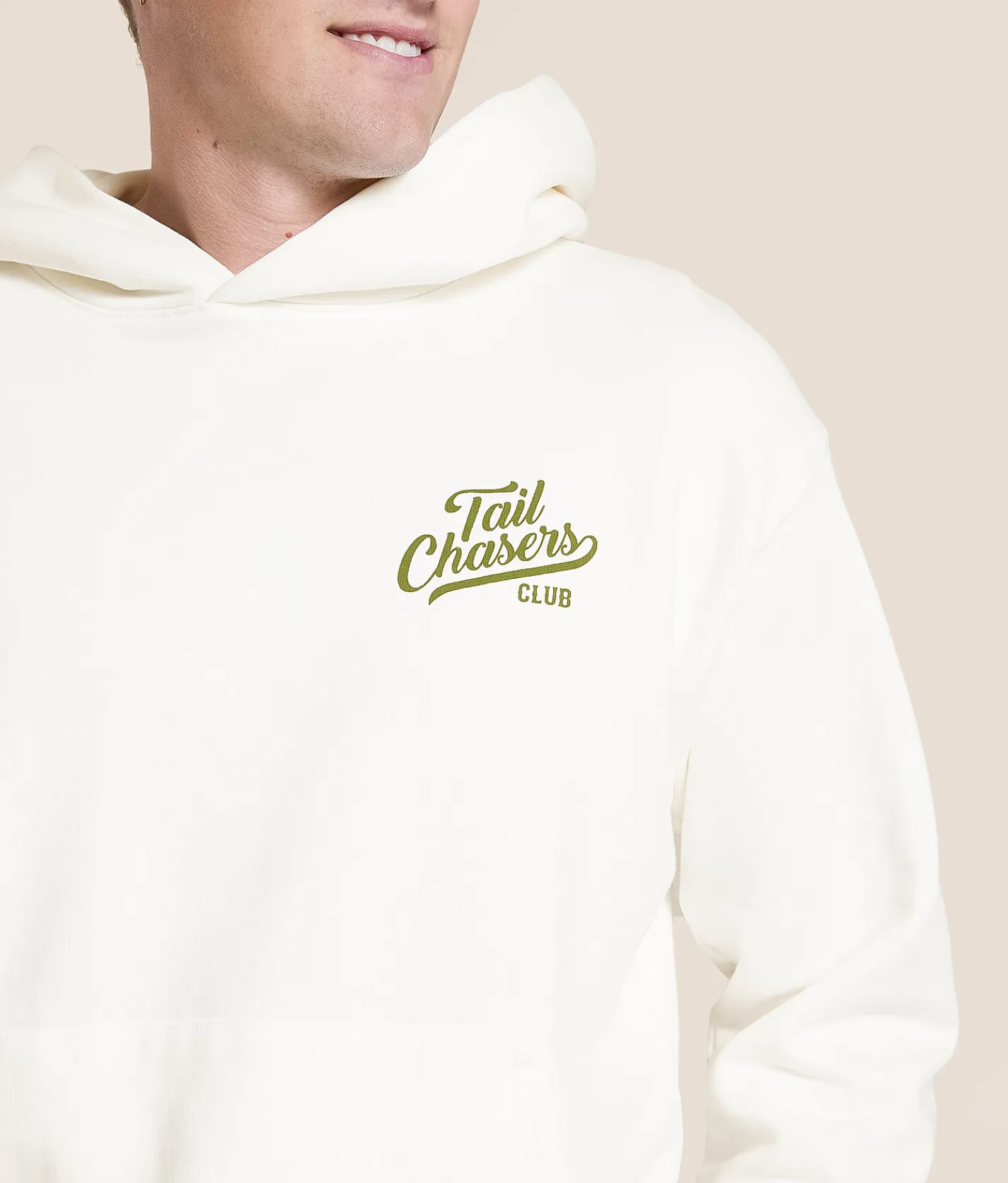 Tops | Tail Chasers Club The Hunt Hooded Sweatshirt Antique White
