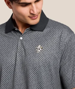 Tops | Devereux Golf The Labyrinth Performance Polo Navy Western Sky