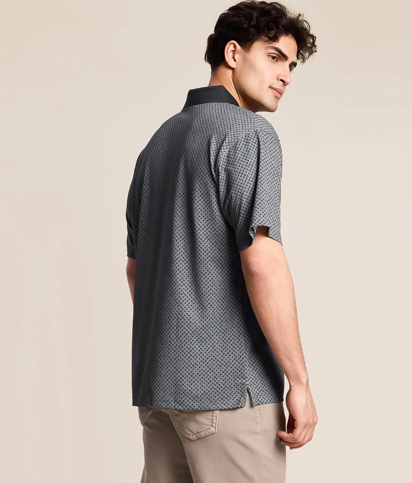 Tops | Devereux Golf The Labyrinth Performance Polo Navy Western Sky