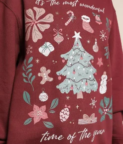 Modish Rebel The Most Wonderful Time Oversized Pullover Burgundy