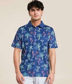 Tops | Chubbies The Neon Light Performance Polo Navy