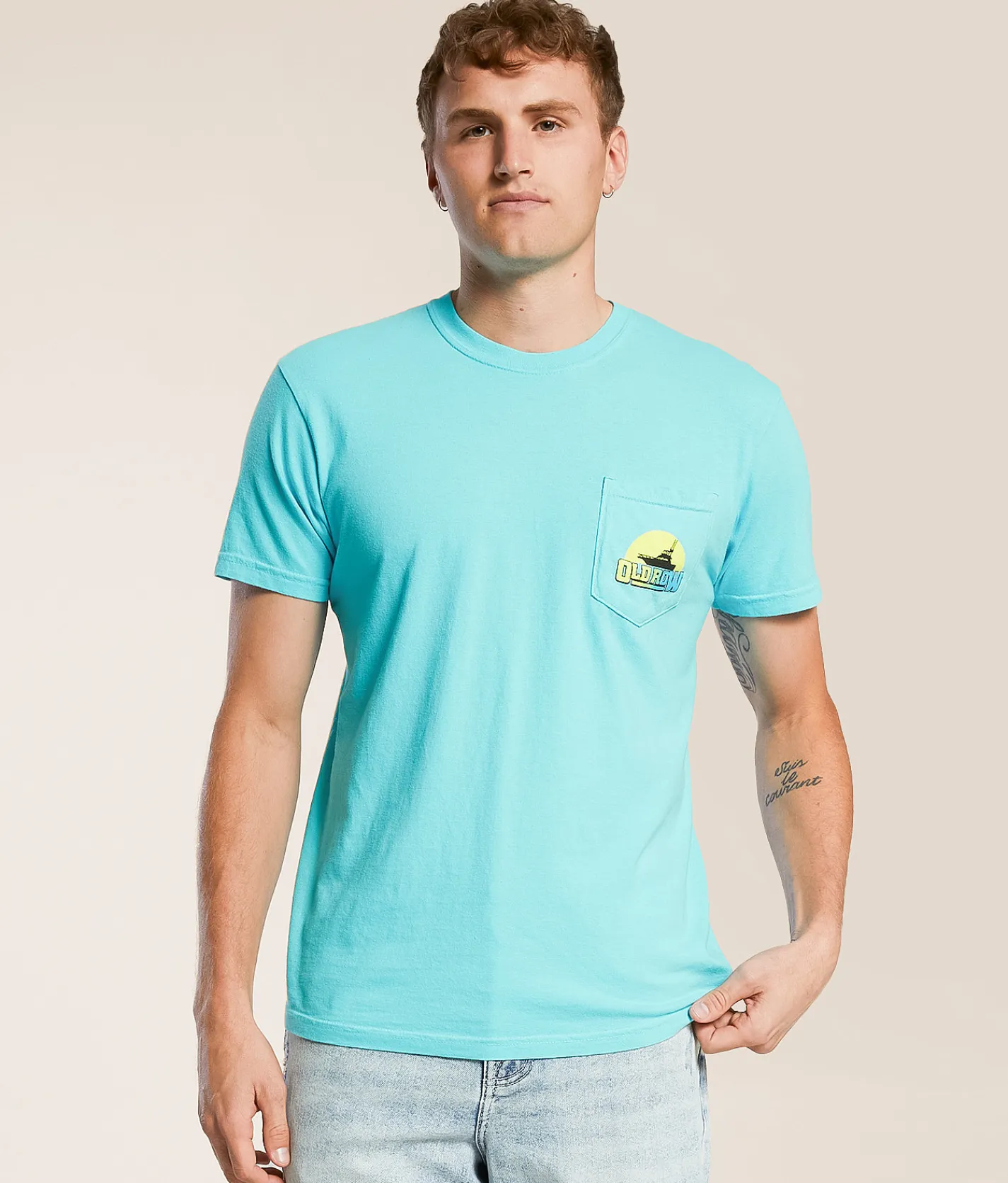 Old Row The Neon Sunset T-Shirt Blue Lagoon Clearance