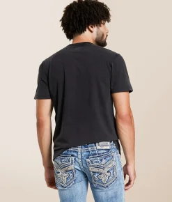 Graphic T-Shirts | Rock Revival Theo T-Shirt Bleach Spray Black