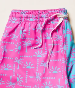 Chubbies The Pacific Grids Stretch Swim Trunks Bright Pink Discount