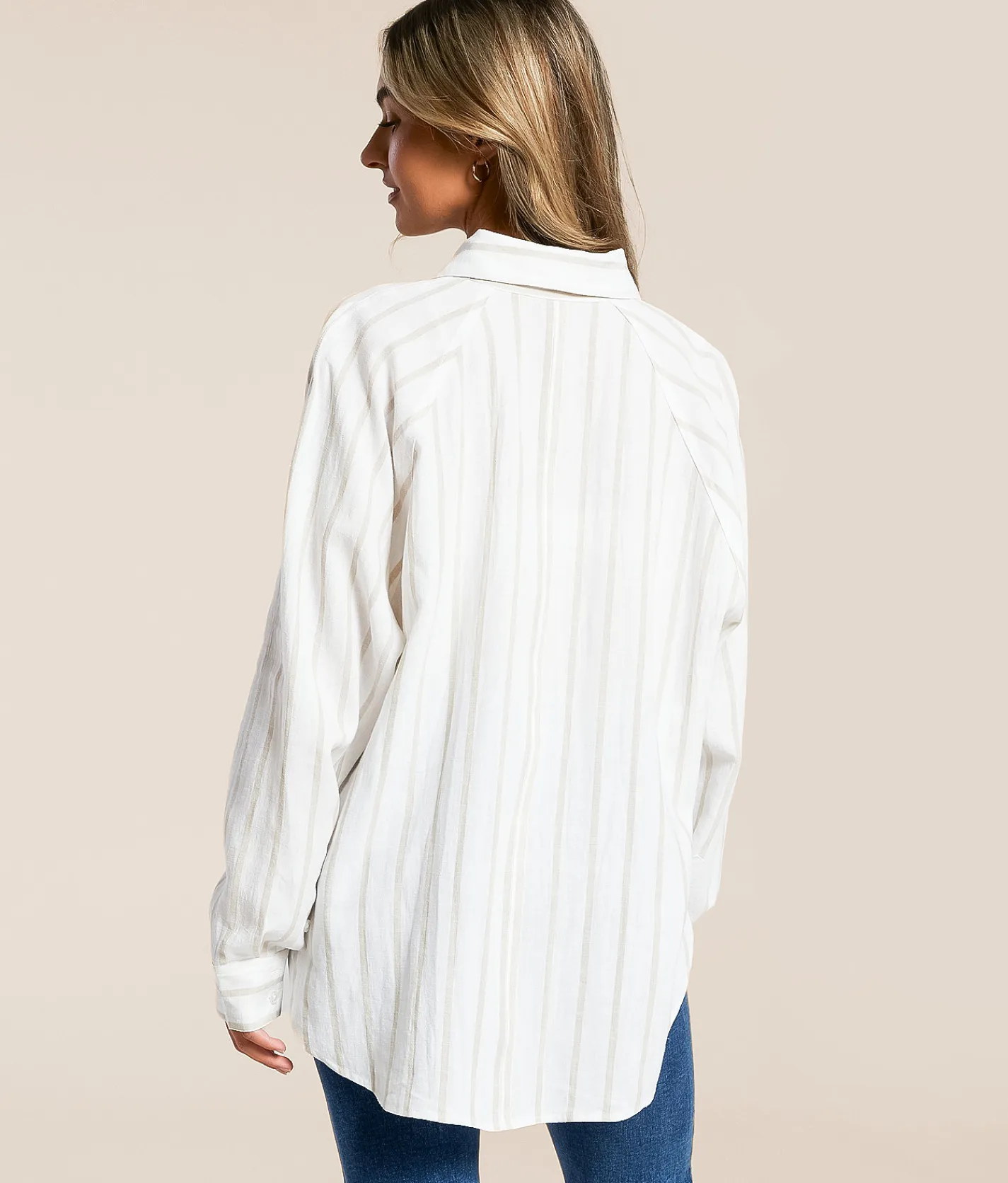 Z Supply The Perfect Line Striped Shirt Cement Clearance