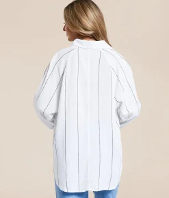 Tops | Z Supply The Perfect Line-Up Blouse Blue Light