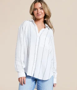 Tops | Z Supply The Perfect Line-Up Blouse Blue Light
