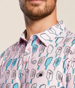 Flomotion The Pickled Palm Performance Polo Light Pink Sale
