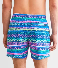 Bottoms|Swimwear | Chubbies The Retronators Stretch Swim Trunks Teal Striped