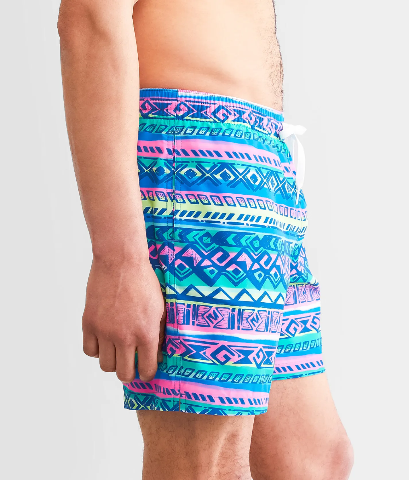 Bottoms|Swimwear | Chubbies The Retronators Stretch Swim Trunks Teal Striped