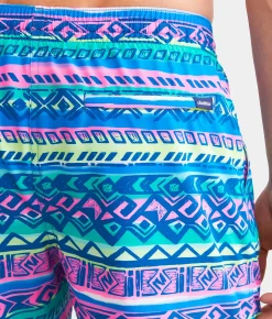 Bottoms|Swimwear | Chubbies The Retronators Stretch Swim Trunks Teal Striped