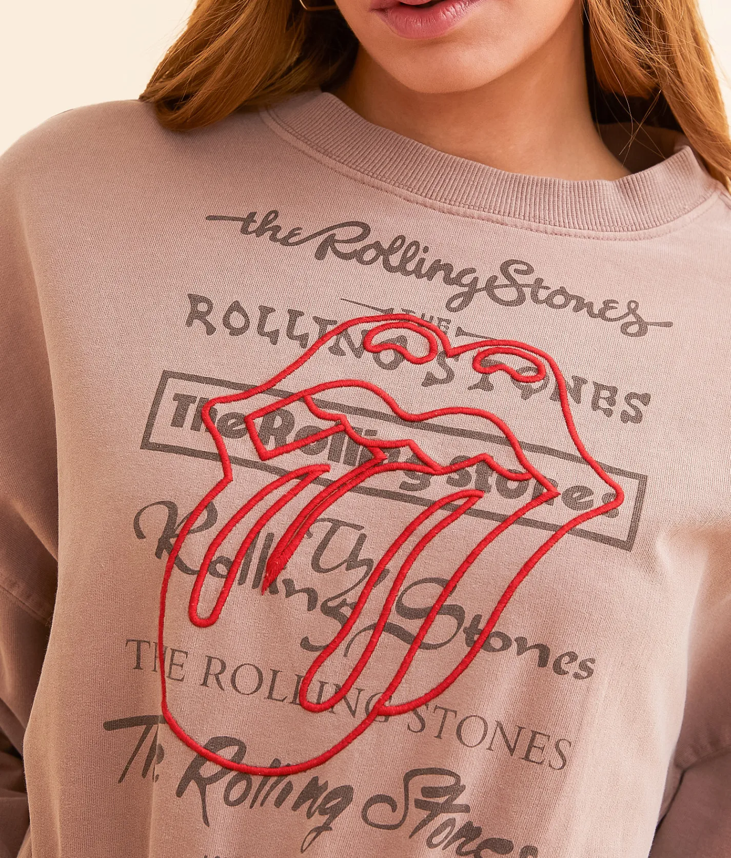Tops | Life Clothing The Rolling Stones Band Cropped Pullover Peppercorn
