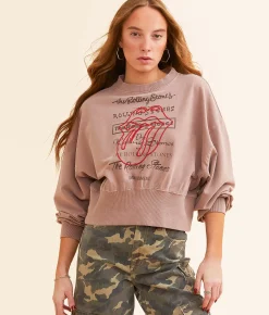 Tops | Life Clothing The Rolling Stones Band Cropped Pullover Peppercorn