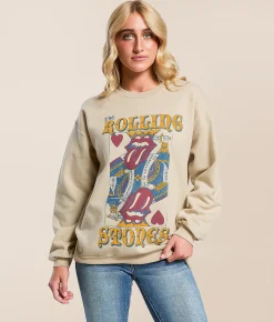 Tops | Hybrid The Rolling Stones Band Pullover Sand