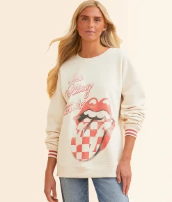 Goodie Two Sleeves The Rolling Stones Band Pullover Whitecap Gray Clearance
