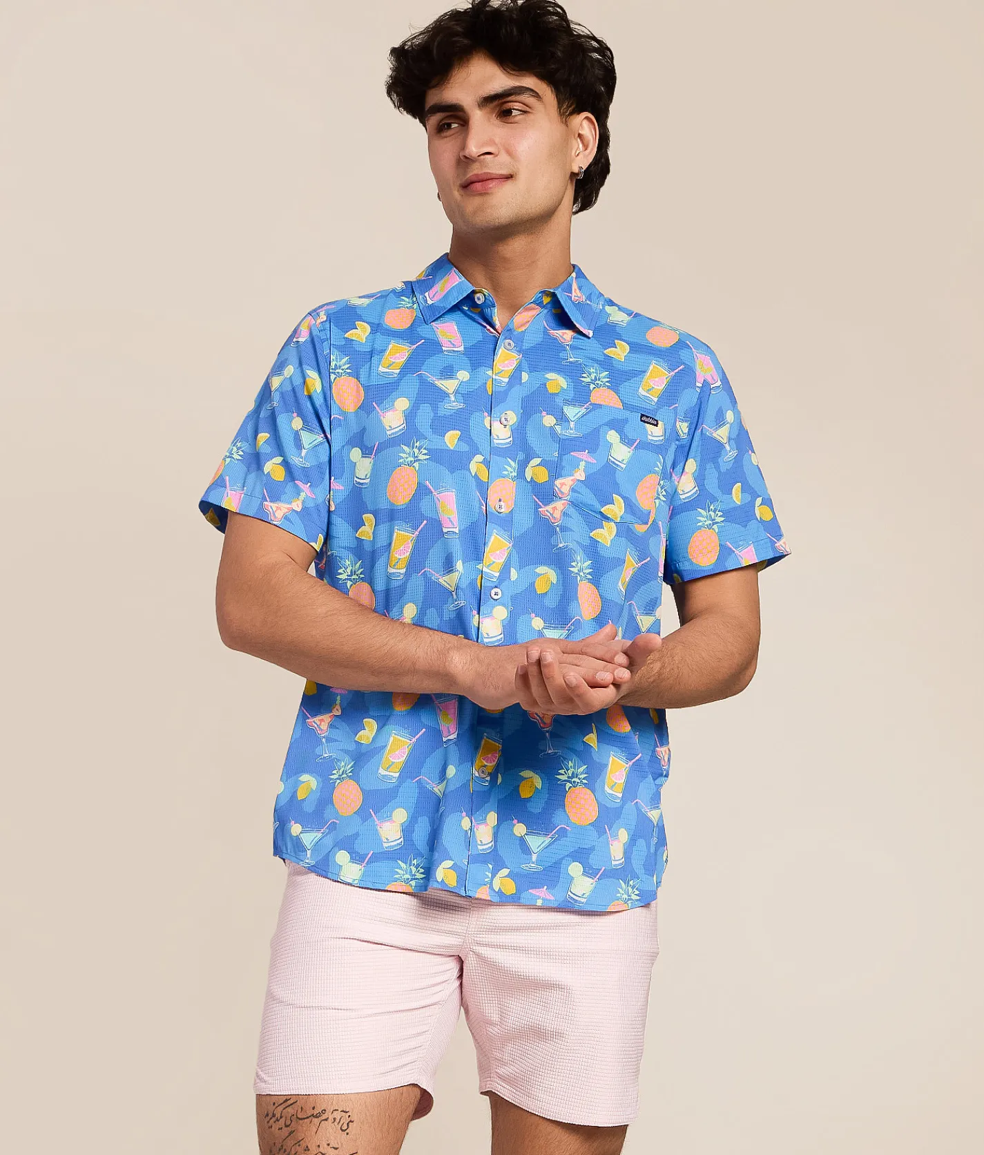 Chubbies The Sunday Funday Performance Stretch Shirt Blue Sale
