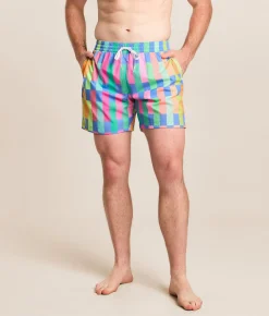Chubbies The Technicolor Stitches Stretch Swim Trunks Medium Blue New