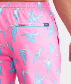Bottoms|Swimwear | Chubbies The Toucan Do It Stretch Swim Trunks Bright Pink