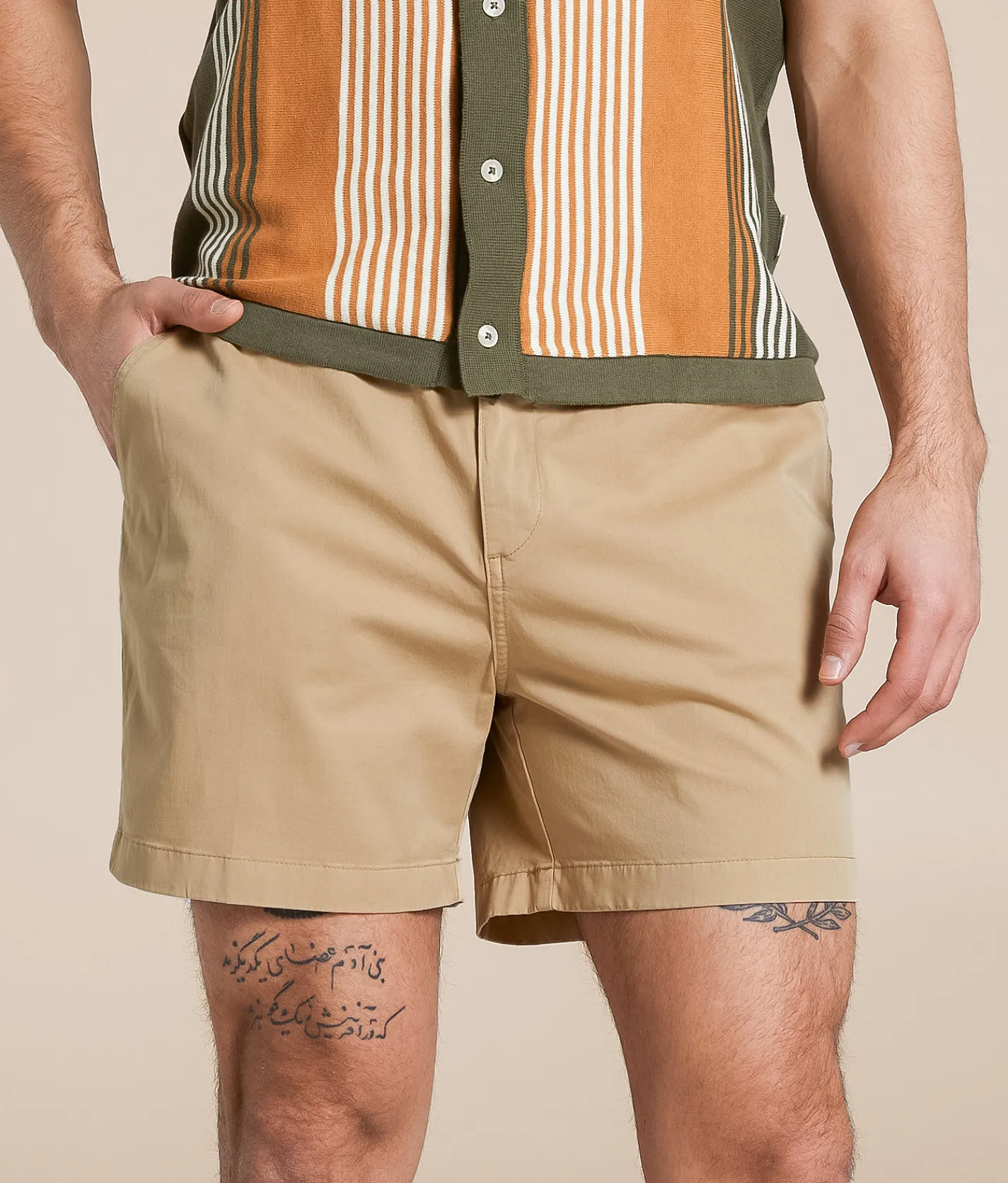 Bottoms|Shorts | Chubbies The Travertines Twill Stretch Short Medium Khaki Solid