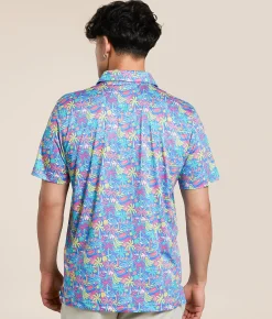 Tops | Chubbies The Tropical Bunch Performance Polo Bright Blue