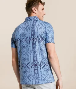 Tops|Activewear | Hooey The Weekender Cowboy Golf Performance Polo Blue Aztec