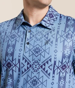 Tops|Activewear | Hooey The Weekender Cowboy Golf Performance Polo Blue Aztec
