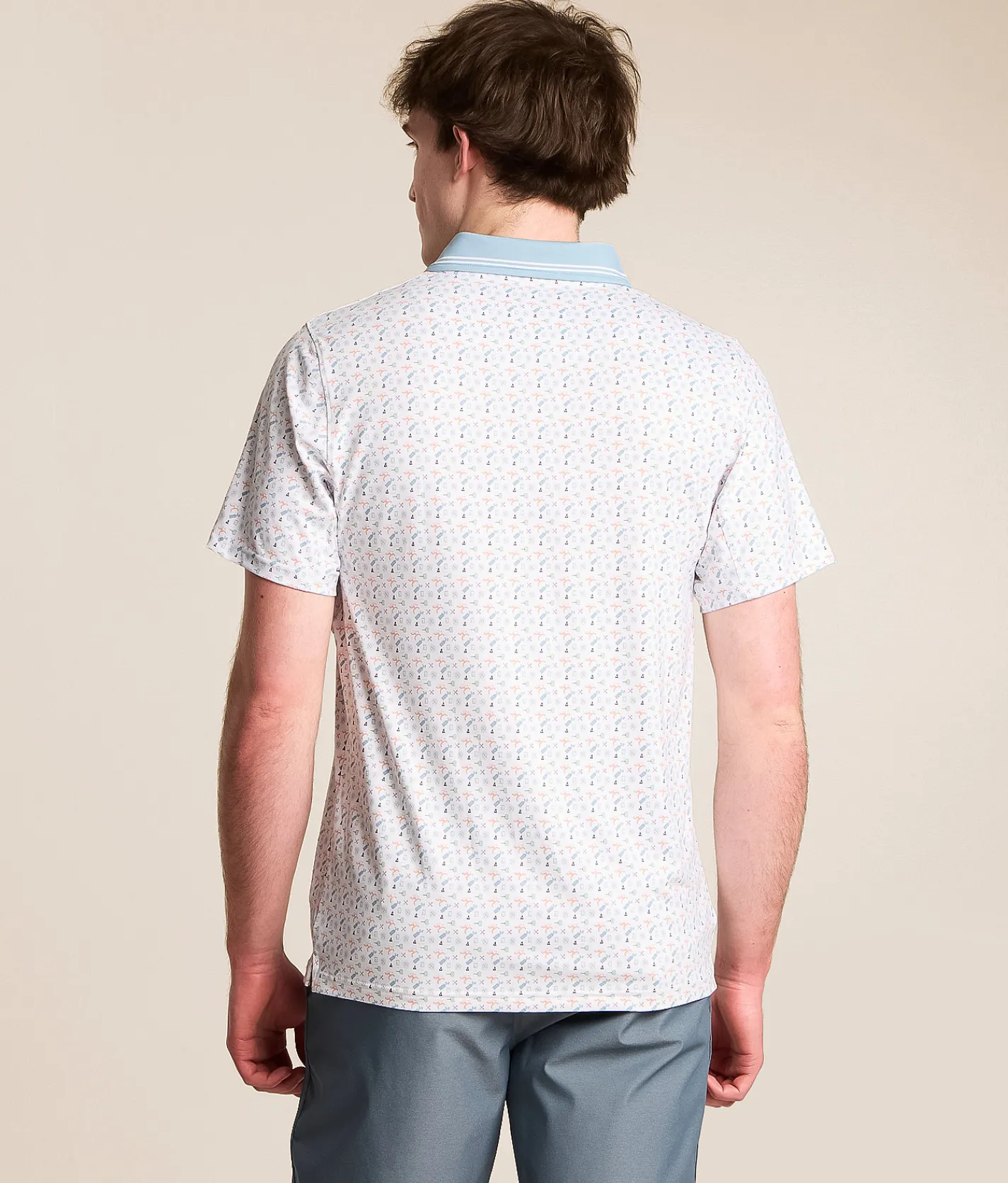Hooey The Weekender Cowboy Golf Performance Polo White Blue Best