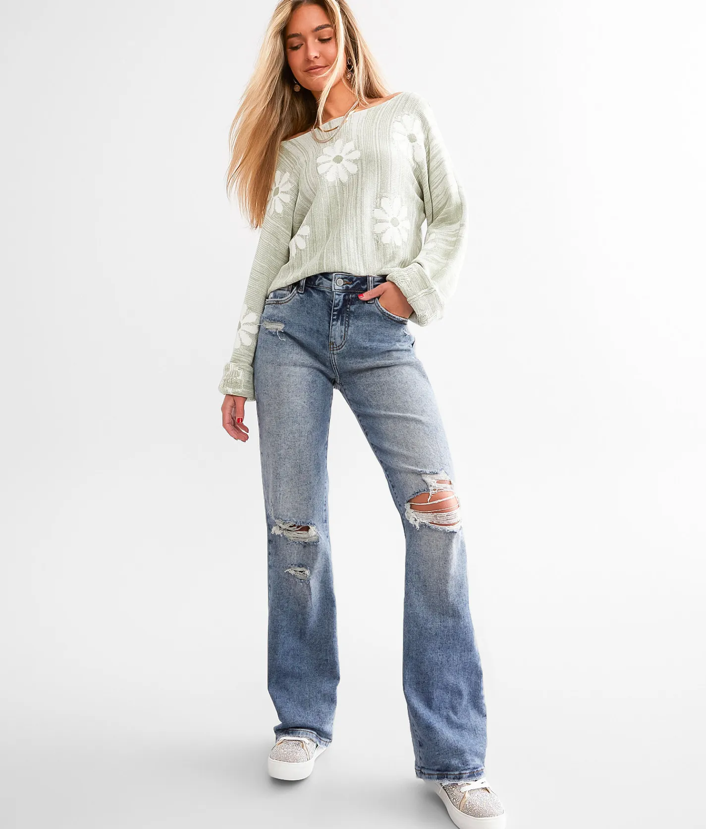 Willow & Root The Wide Leg Jean Laceflower Discount