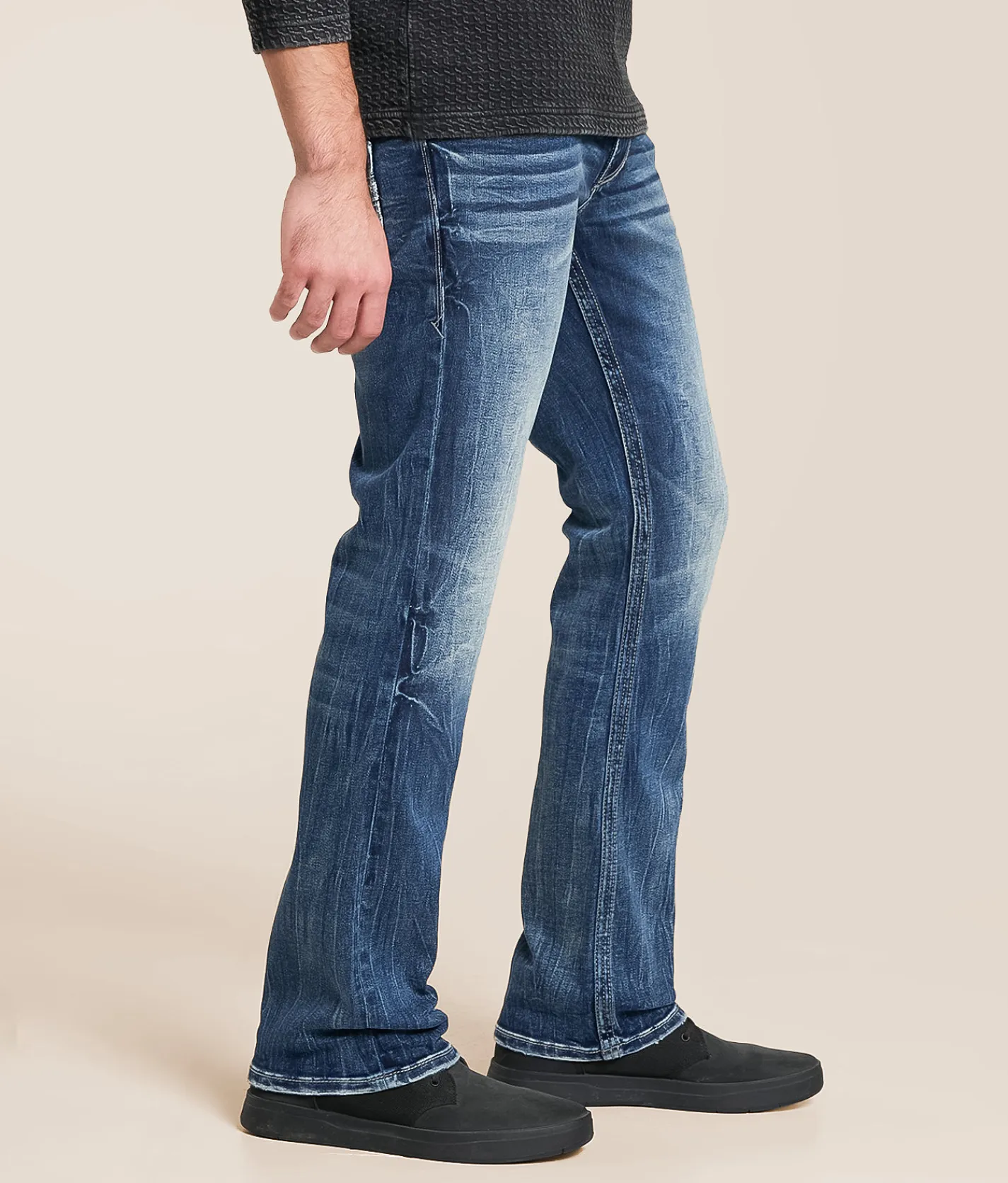 Buckle Black Three Boot Stretch Jean Linwood
