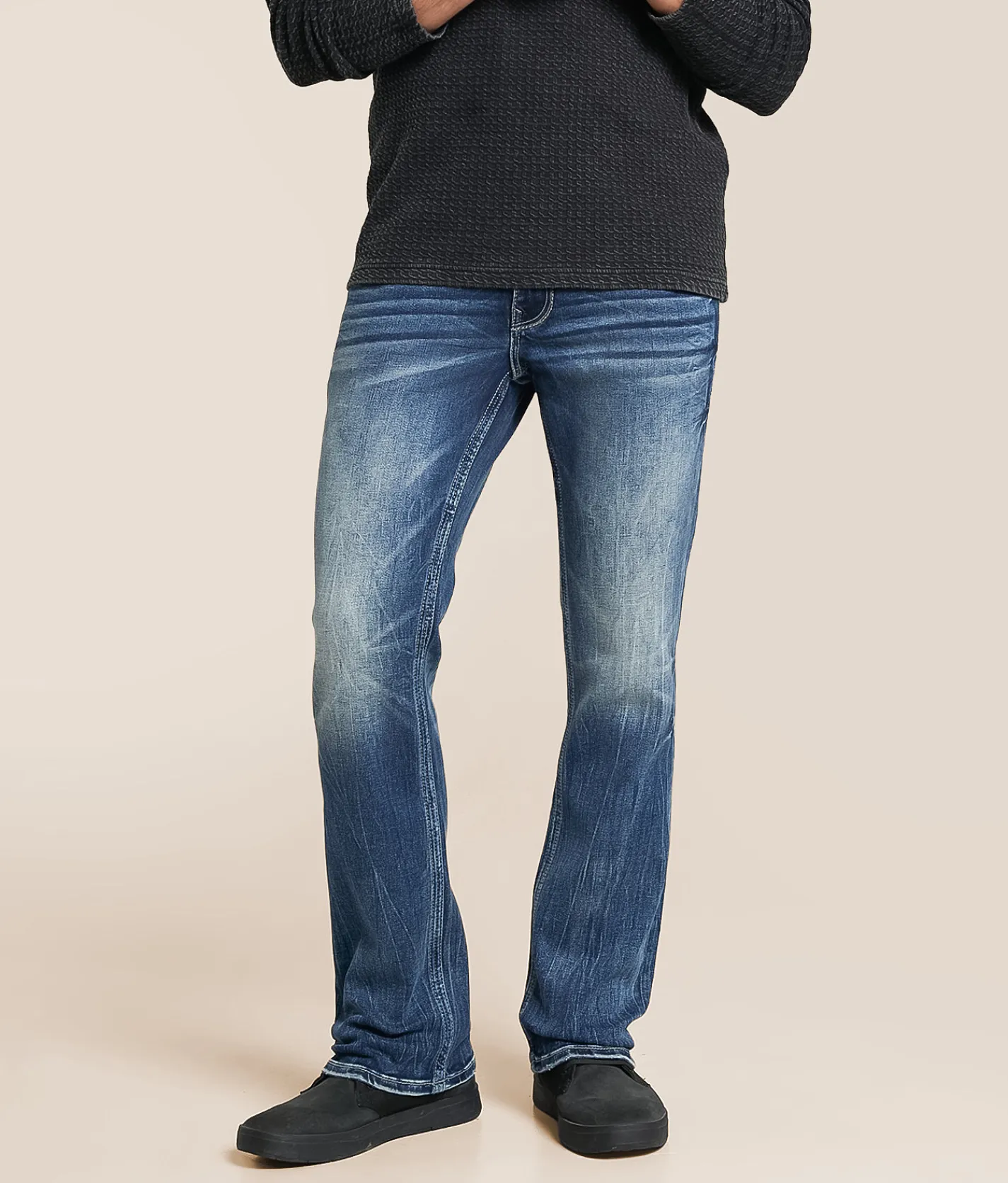 Buckle Black Three Boot Stretch Jean Linwood