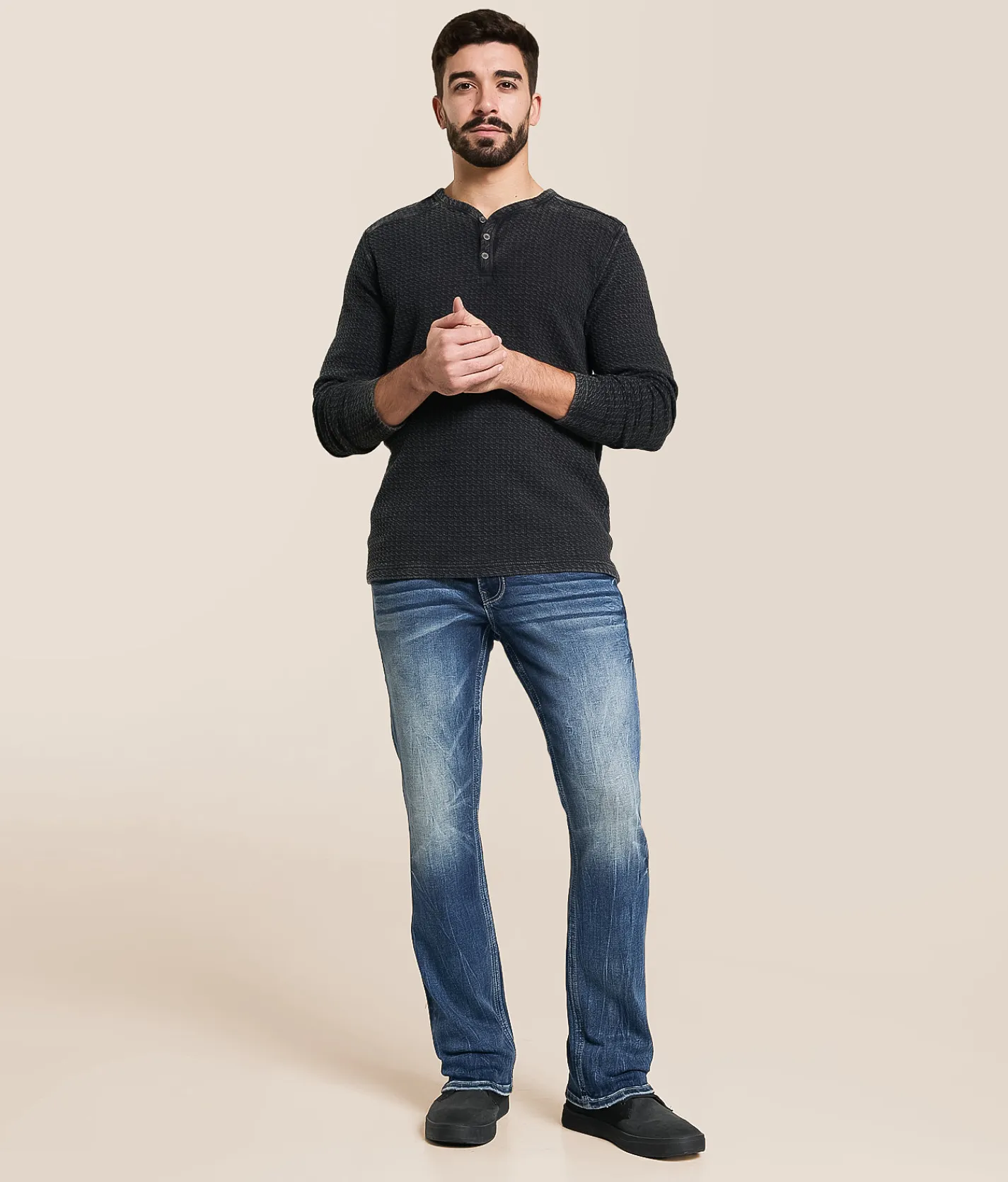Buckle Black Three Boot Stretch Jean Linwood