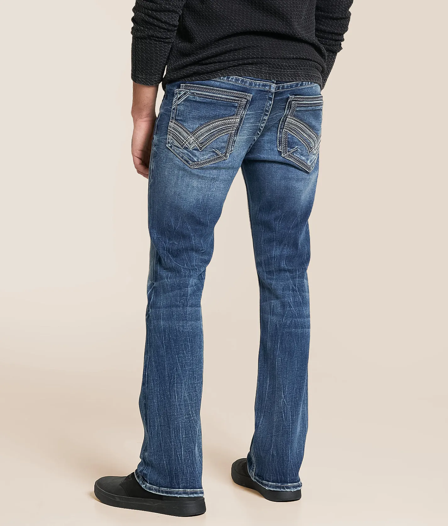 Buckle Black Three Boot Stretch Jean Linwood