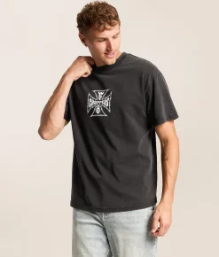 Tops|Graphic T-Shirts | ID Supply Co. Through The Wire T-Shirt Washed Black