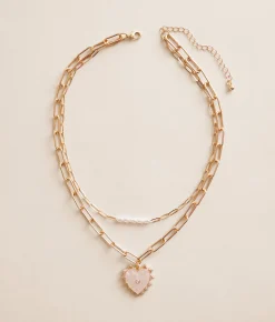 BKE Tiered Heart Necklace Gold Clearance