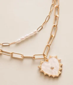 BKE Tiered Heart Necklace Gold Clearance