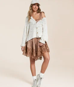 BaeVely Tiered Lace Mini Dress Cream Sale