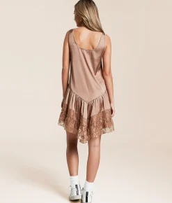 BaeVely Tiered Lace Mini Dress Cream Sale