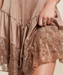 BaeVely Tiered Lace Mini Dress Cream Sale